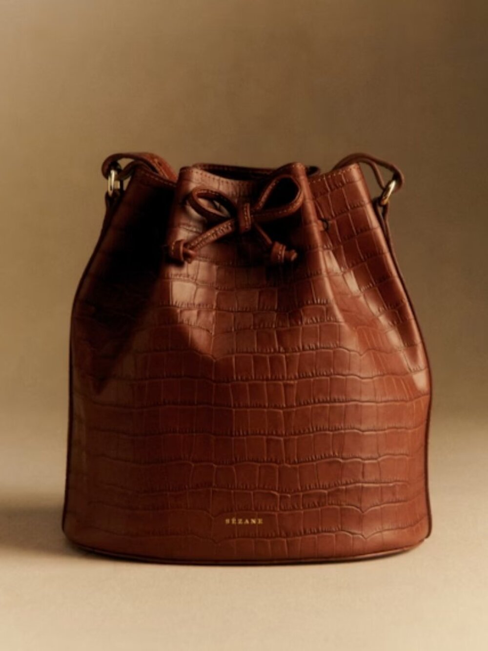 Sezane - Farrow Bag  Camel Croco Print - NEW